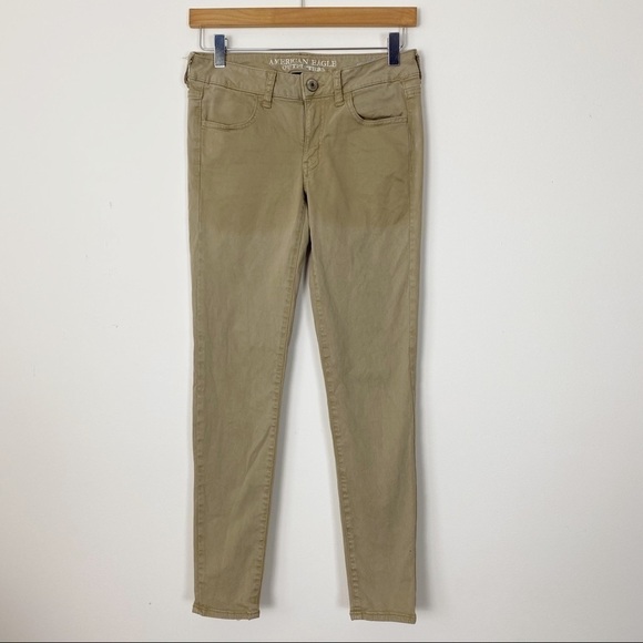 AEO AMERICAN EAGLE Khaki Tan Jegging Jeans Size 4 work career casual - Picture 2 of 8